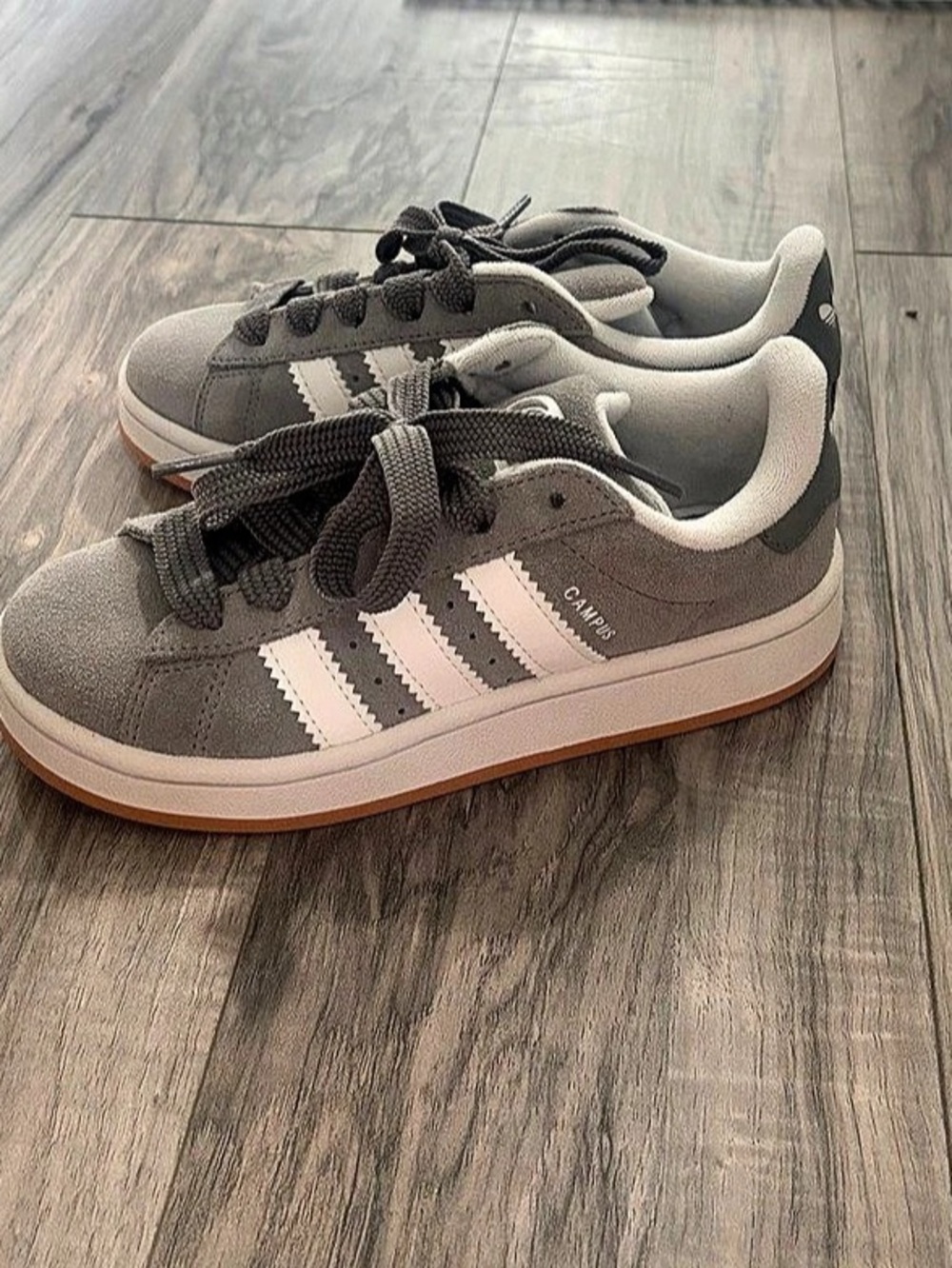 Boys Adidas Campus Gray & White Sneakers